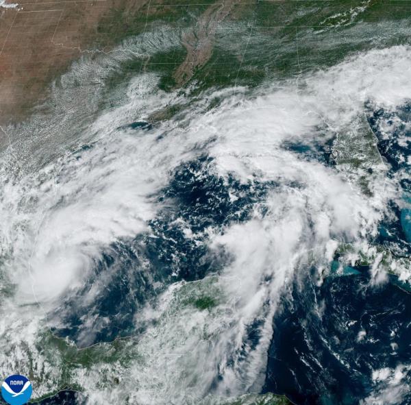 Satellite image of Tropical Storm Milton forming in the Western Gulf of Mexico on October 5, 2024
